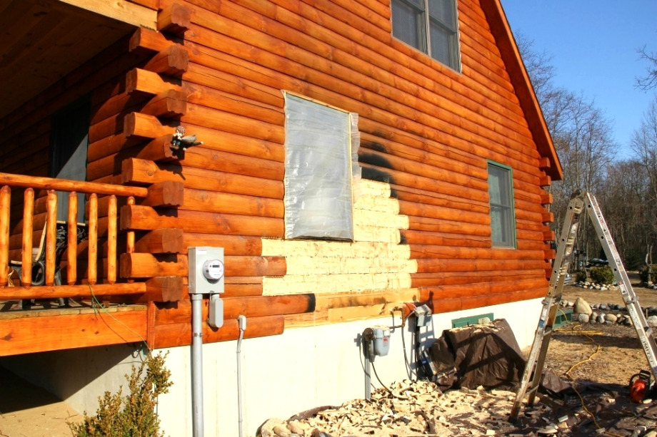 Log Home Restoration - Fire Damage Historic Log Cabin Restoration 